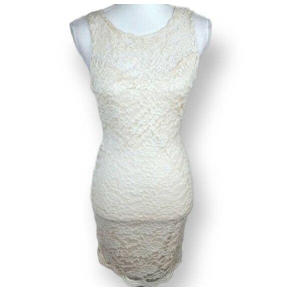 B.DARLIN CREAM LACE BODYCON DRESS SZ.5/6 EUC. - Picture 1 of 7